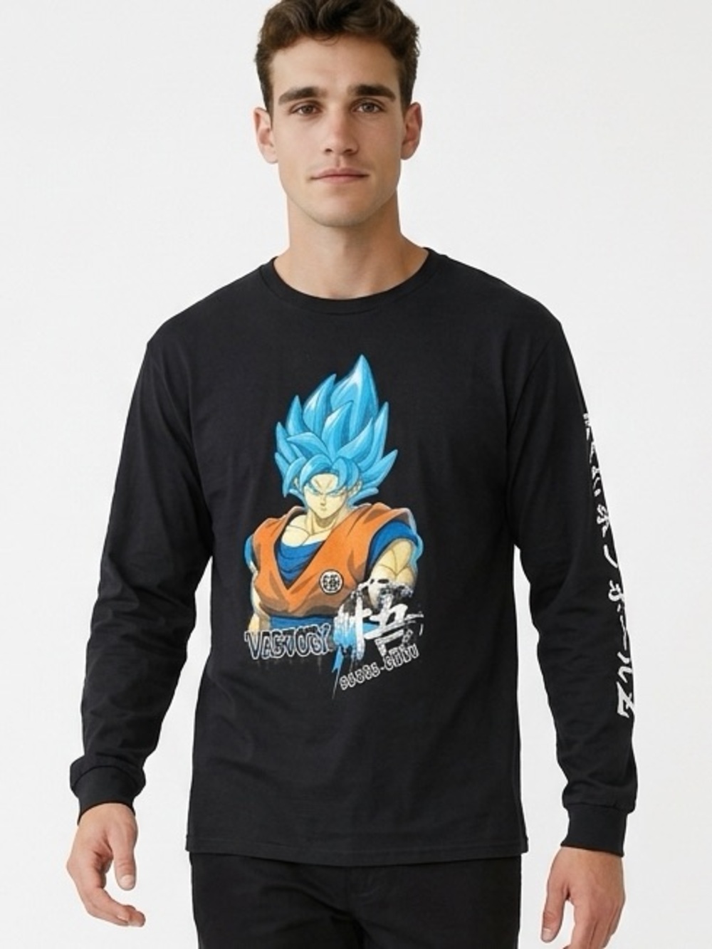 Dragon Ball Z Super Saiyan Goku Long‎ Sleeve Graphic T-Shirt Black XL